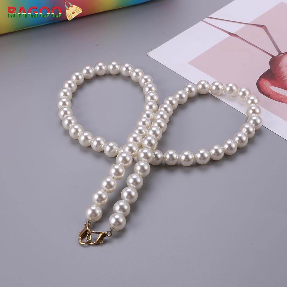 BAGOO 40/60/80cm Portable Pearl Bag Strap Belt Handles for Women DIY Purse Shoulder Handbag Replacement Chains
