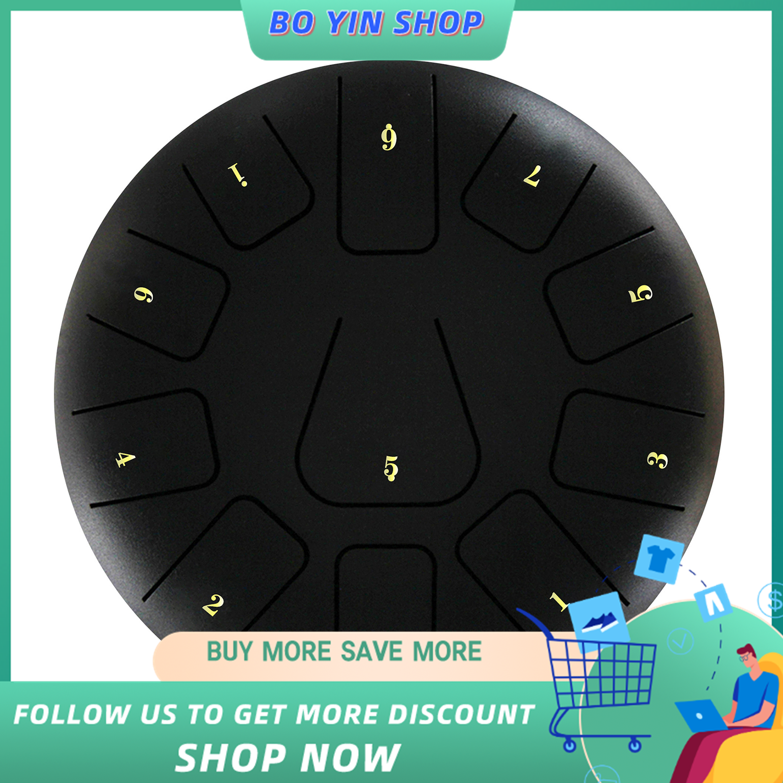 8 Inch Steel Tongue Drum 11 Notes Handpan Drum with Drum Mallet Finger Picks Percussion for Meditation Yoga