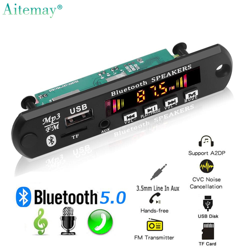 Aitemay Bo Mạch Giải Mã MP3 Bluetooth 5.0 Tích Hợp Bộ Khuếch Đại 6W Mic
