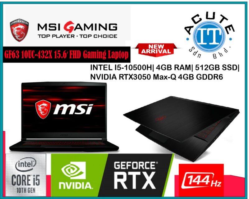 MSI Thin GF63 10UC-432X 15.6″ FHD 144Hz Gaming Laptop Malaysia