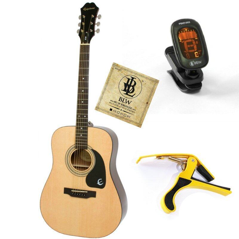 Epiphone DR100 Acoustic Guitar Package with Chromatic Tuner, Capo and Strings (Brown) Malaysia
