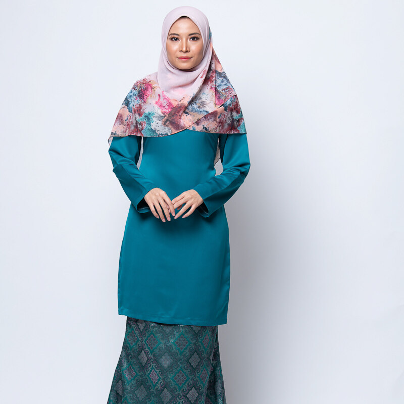 Harisons Baju Kurung Moden Songket Green Turquoise 26256