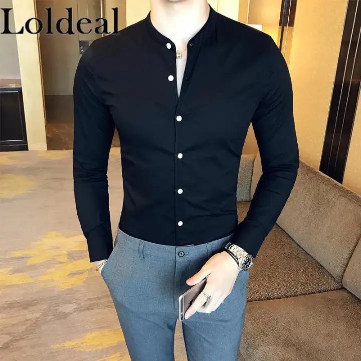 mens black dress shirt slim fit