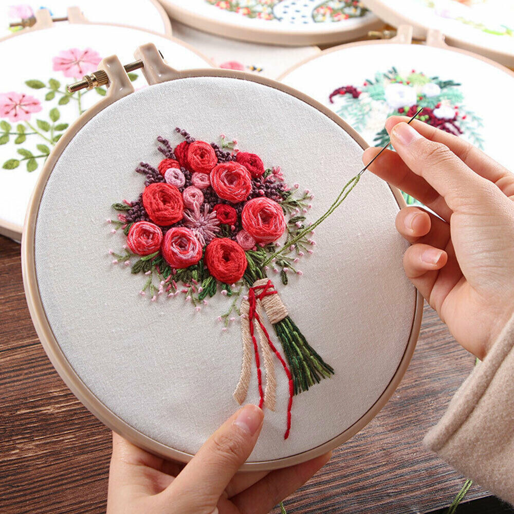 【Ready Stock】Beautymaker Flower Pattern Cross Stitch DIY Needlework Kit Beginner Embroidery Starter Set