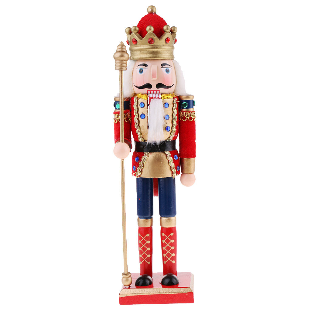 Baoblaze Multi Classic Wood Nutcracker Soldier Figures Drummer/King Music Box Home Decor