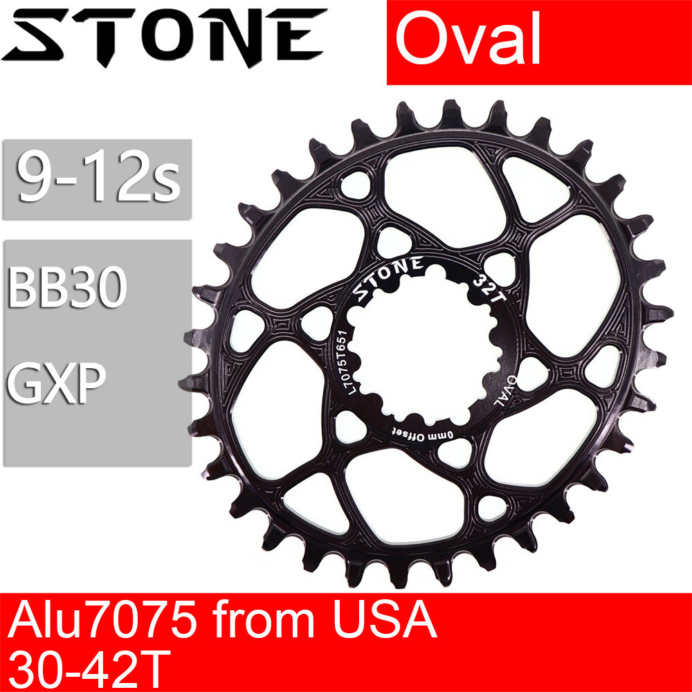 Stone Oval Chainring 0MM Offset GXP XX1 Eagle X01 X7 X0 X9 S1400 30T 32T 34T 36T 38T 40T Bike Bicycle 0mm Direct Mount Chainwheel for Sram BB30