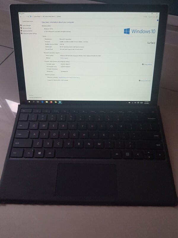 Microsoft Surface Pro 4 Keyboard Core I5 6th 4gb Ram 128gb Ssd Malaysia
