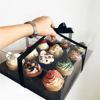 2 4 6 12 Hole Paper Cup Cake Box Full Transparent Bakery Muffin