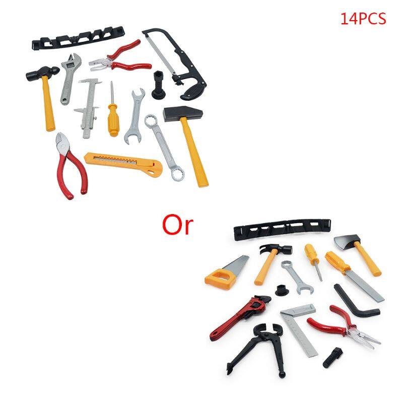 14 Pcs Set Construction Tool Set for Kids Child Career Training Activity Props Dress-Up Pretend Play Accessory