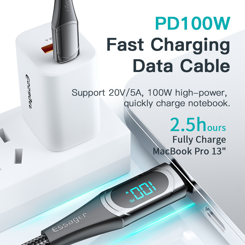Essager Cáp USB Type C sang USB C Essager 100W/5A PD Sạc Nhanh