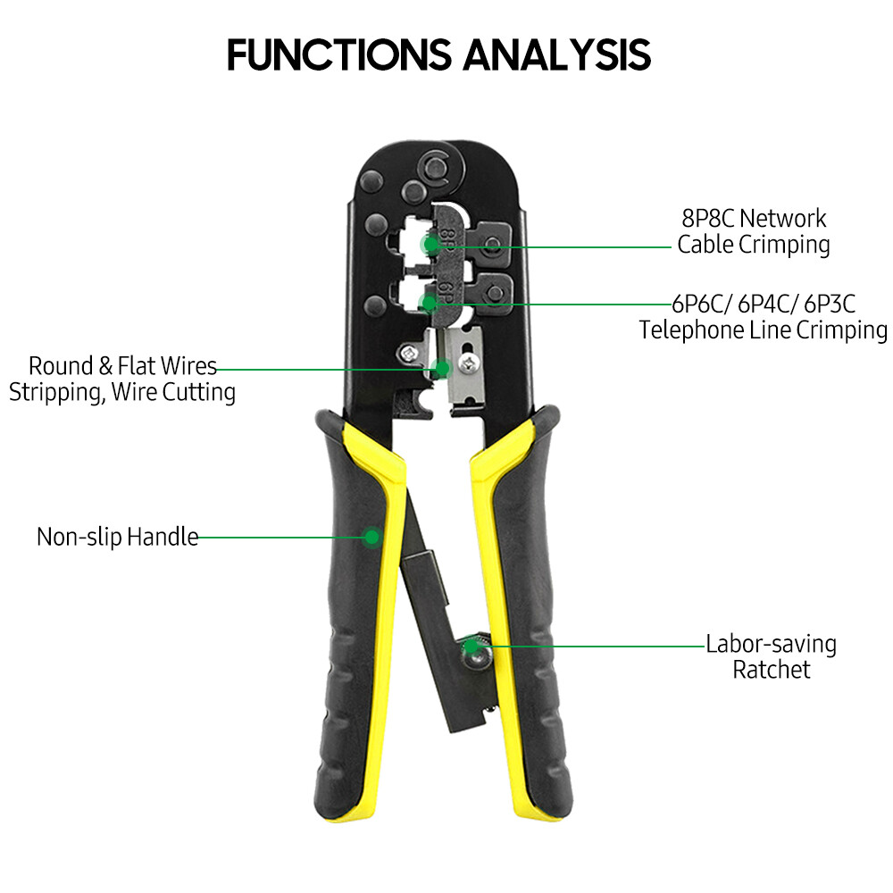 Smart Sensor Dụng Cụ Uốn Dây Điện Đa Năng 3 Trong 1 Dụng Cụ Cắt Kìm Tuốt Dây Điện, Dụng Cụ Uốn Dây Điện Thoại Đường Dây Mạng 8P 6P Dụng Cụ Cầm Tay Thợ Điện Cắt Tuốt Dây Điện