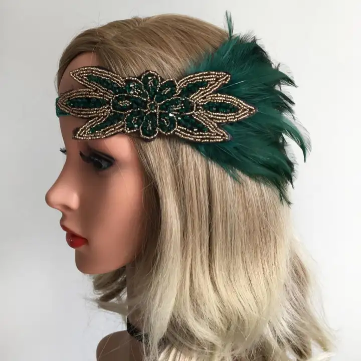 Fenteer 1920 Feathers Headband Vintage 1920 Flapper Costume