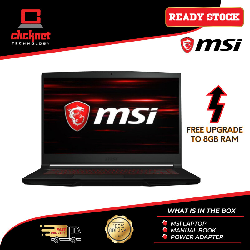 MSI THIN GF63 9SCSR-888 15.6 FHD IPS Gaming Laptop Black ( I5-9300H, 8GB, 512GB SSD, GTX 1650Ti 4GB Max-Q, W10 ) Malaysia