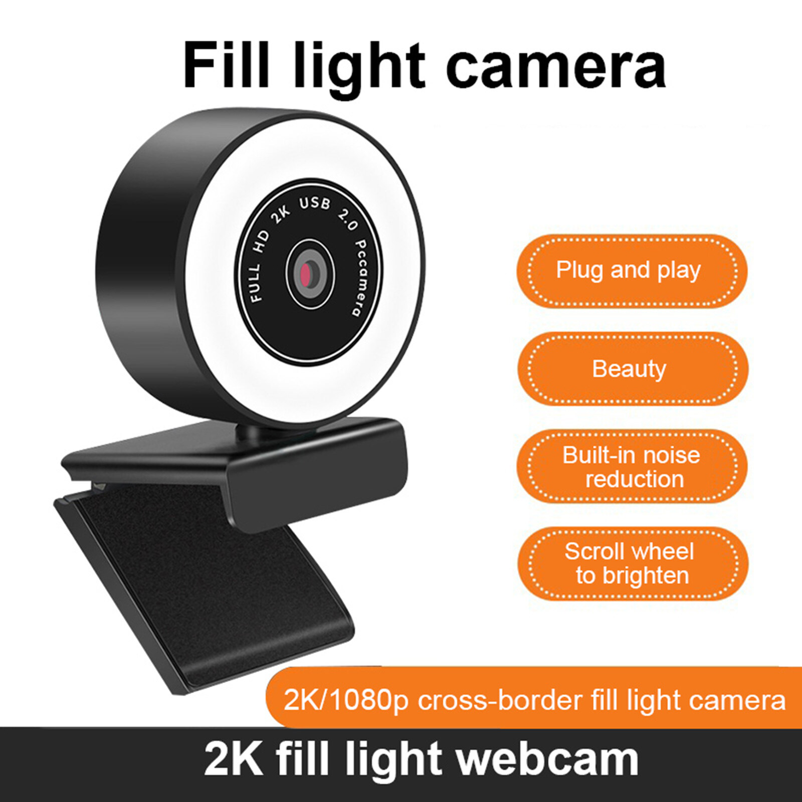 Baoblaze Streaming 1080P Webcam Độ Nét Cao Tích Hợp Đèn Nhẫn Có Thể Điều Chỉnh Và Mic. Camera Web AF Tự Động Lấy Nét Nâng Cao Dành Cho Google Meet Xbox Gamer Facebook Streamer
