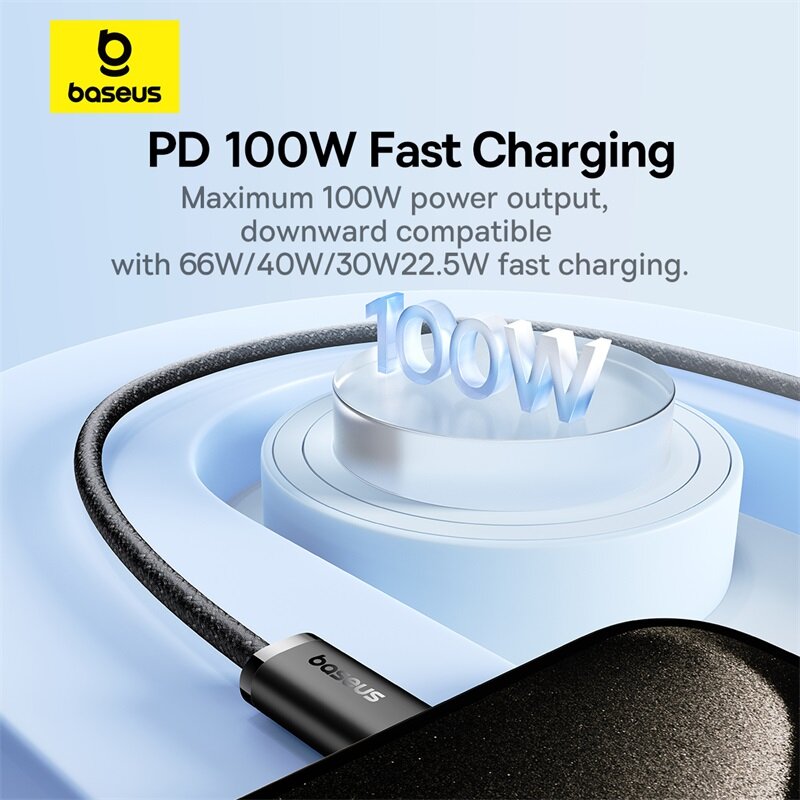 Baseus PD 100W USB C Cable Fast Charging Charger USB C To Type C Cable For iPhone 15 Plus Pro Macbook Pro ipad Fast Charger Wire Cord Type-c Cable
