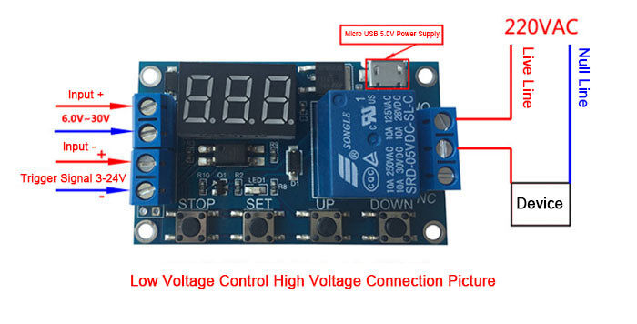 6-30V Relay Module Switch Trigger Time Delay Circuit Timer Cycle Adjustable