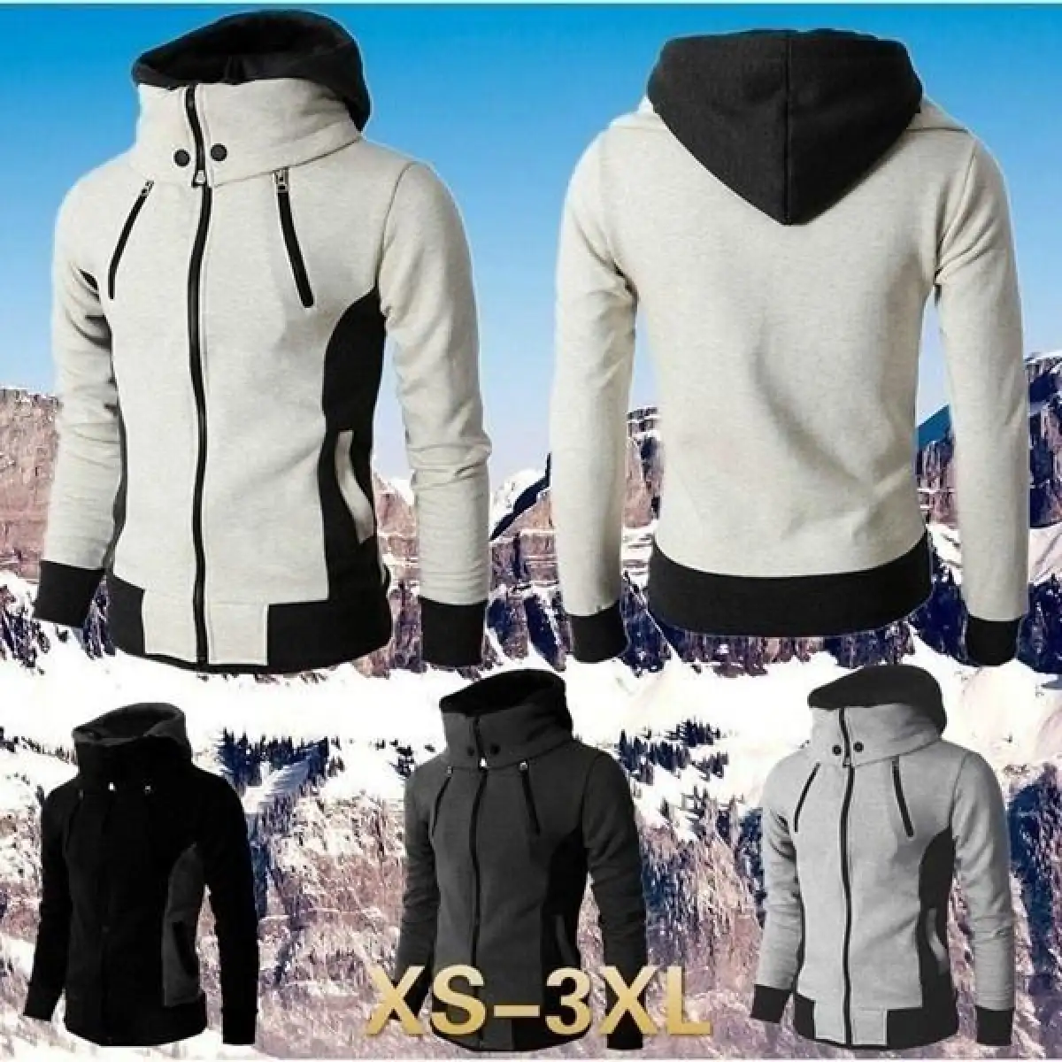 double zipper hoodie jacket