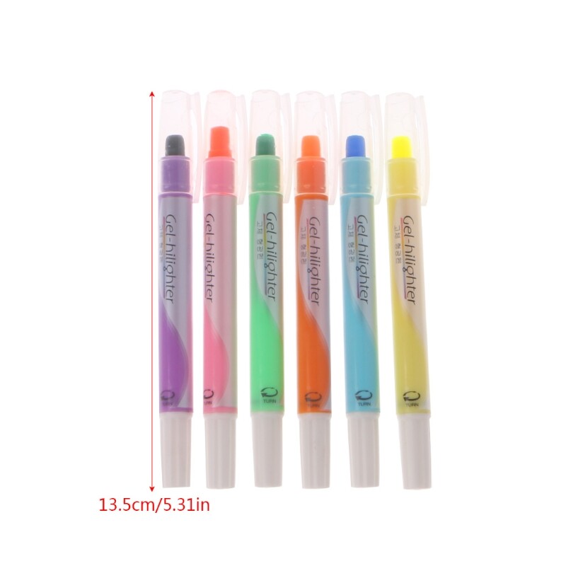 6 Cây Bút Gel Màu Nước, Dụng Cụ Tạo Điểm Nhấn Màu Trơn Bắt Sáng Dễ Thương Viết Trơn Tru