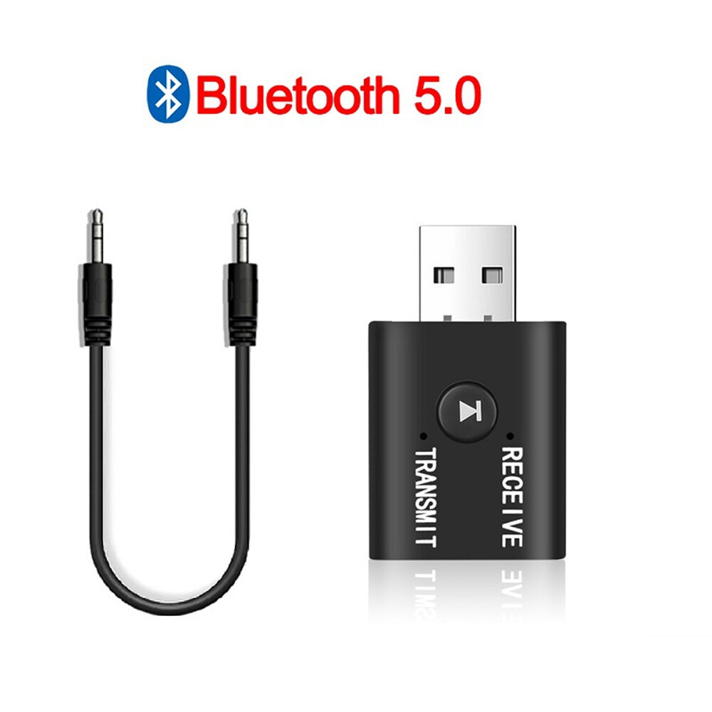 Bluetooth-compatible 5.0 Audio Transmitter Receiver Mini 3.5mm AUX USB Music Stereo Bluetooth-compatible Dongle Wireless Adapter For TV PC Headphones
