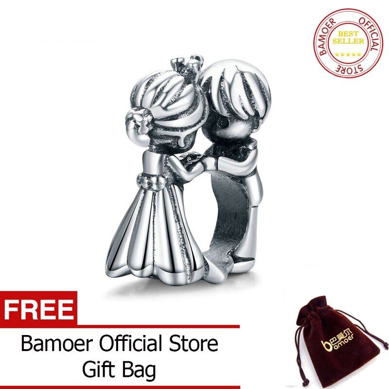 BAMOER Wedding Metal Beads for Women Jewelry Making 925 Sterling Silver wedding love Silver Charm SCC1565