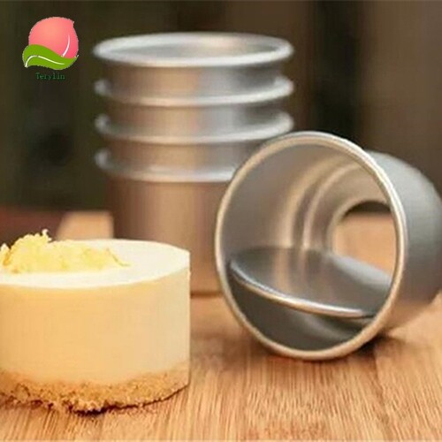 Terylin 5Pcs 2.5inch Round Mini Cake Pan Removable Bottom Pudding Mold DIY Baking Tools
