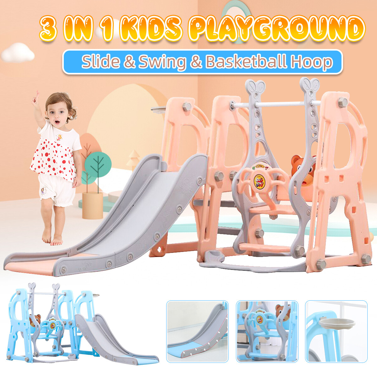 Indoor Outdoor Three in One Kid's Slide 