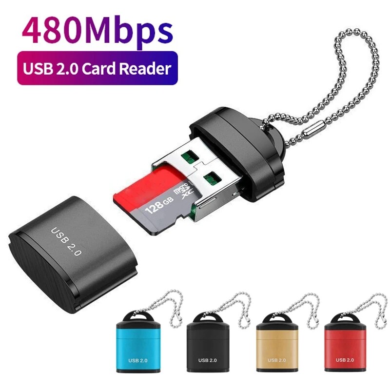 Đầu Đọc Thẻ USB 2.0 Tốc Độ Cao Mini Bộ Chuyển Đổi Thẻ Nhớ TF Micro SD Cho Máy Vi Tính Máy Tính Xách Tay Máy Tính Xách Tay Đầu Đọc Thẻ Micro SD Xe Hơi