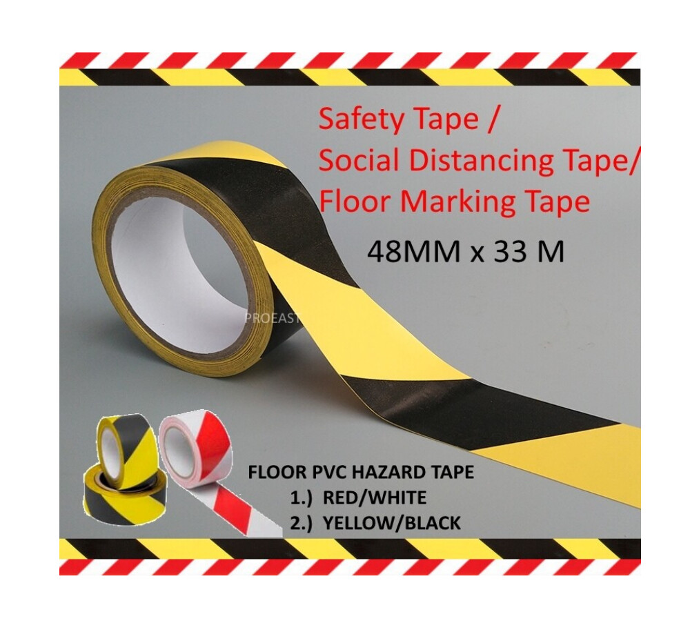 Floor Tape 48mm x 17m / 33m Floor Safety Caution Warning Sticker Tape