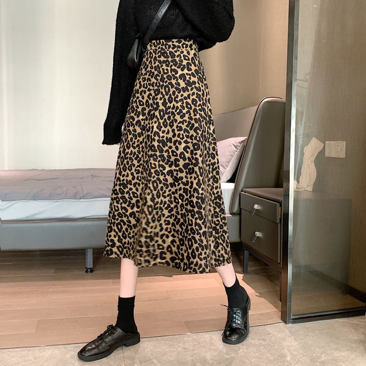 mid length leopard skirts vintage