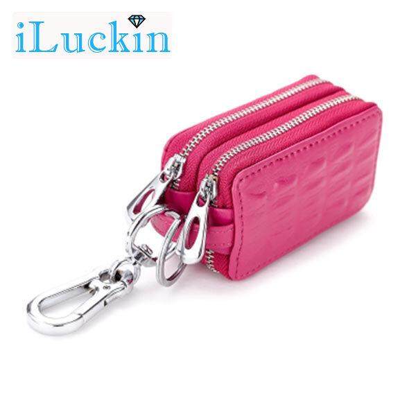 Iluckin Carkey คู่ซิปผู้หญิงผู้ชาย Multi - Functionl ของแท้กระเป๋าหนังพวงกุญแจที่ใส่กุญแจเปลี่ยนกระเป๋าใส่เหรียญกระเป๋าสตางค์