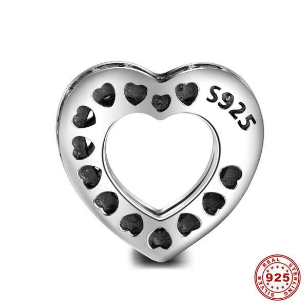 S925 heart-shaped pure silver series interval beads are bangles & necklaces