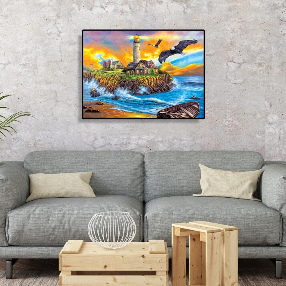 DIY 5D Diamond Painting Kits for Adults Beach Heart Round Full Drill Arts Picture Craft Canvas for Home Wall Decor Gift 11.8x15.7