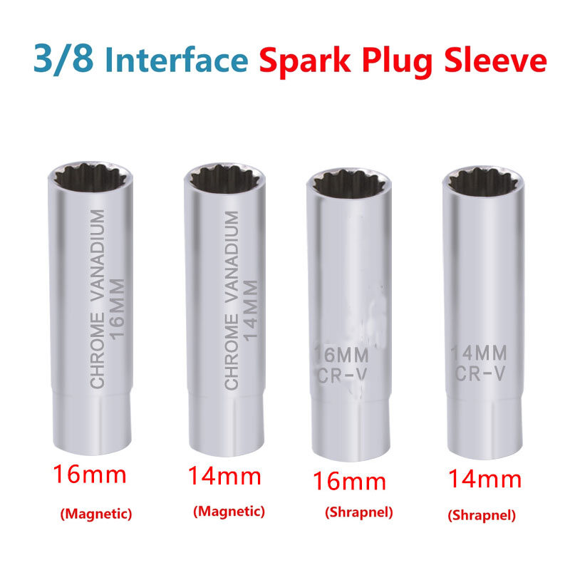 Universal Spark Plug Sleeve Wrench 3/8" Socket 12-Point Angle Thin Wall Spark Plug Car Removal Tools 14mm 16mm CR-V
