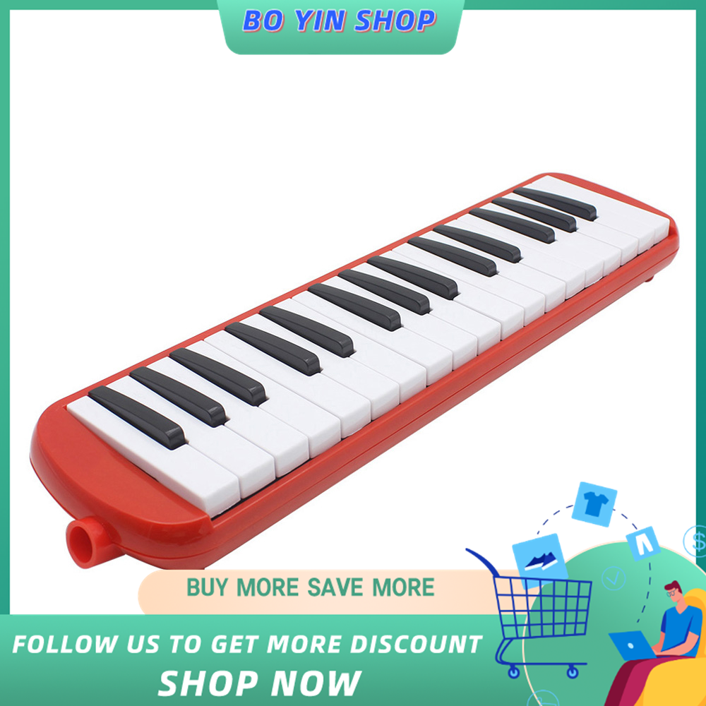 32 Piano Keys Melodica Musical Education Instrument for Beginner Kids Children Gift with Carrying Bag Red