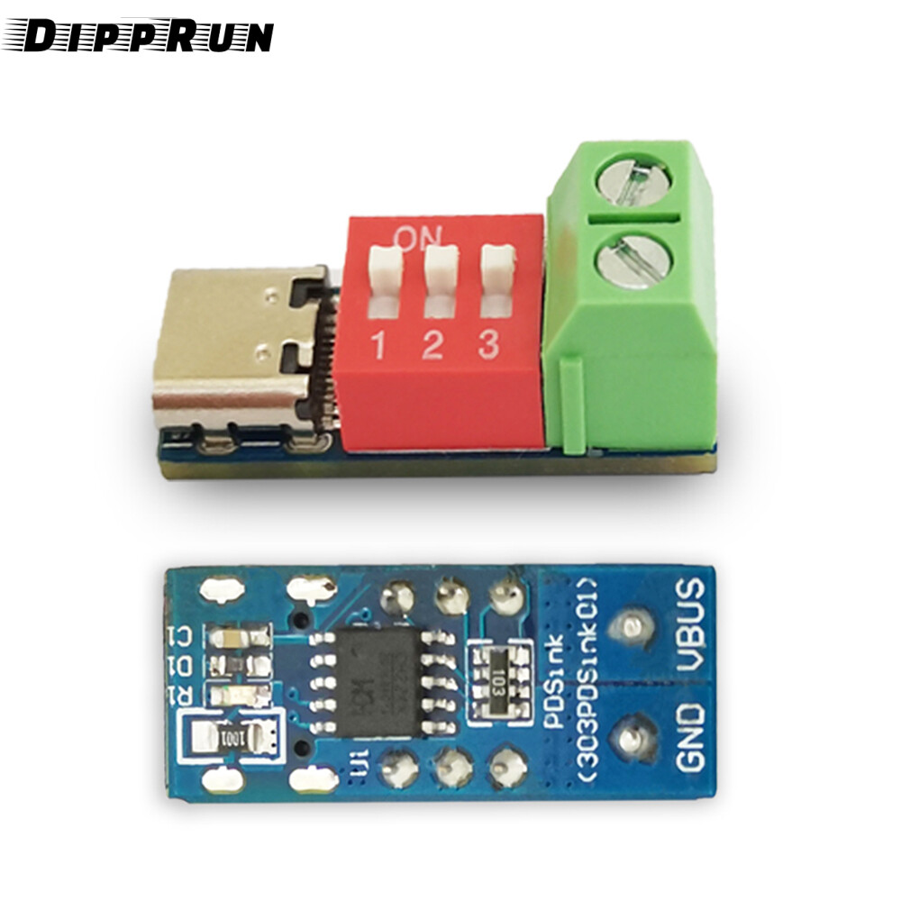DIPPRUN Type-C PD Decoy Module QC Trigger 5V~20V DC Adjustable Voltage Power Module Dial Adjustment Voltage Fast Charging Decoy Module