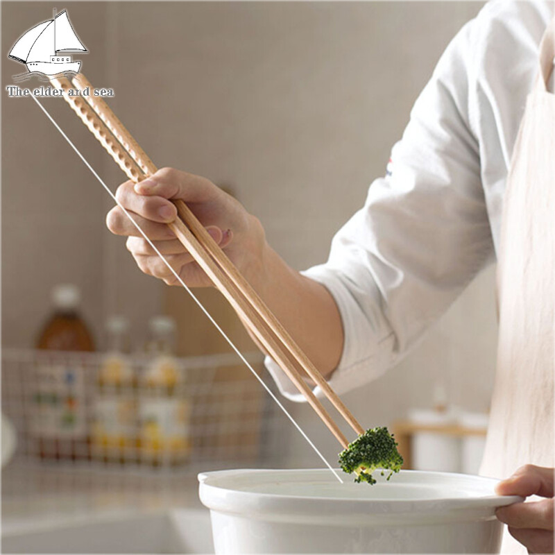 Elder Sea 1pair Of Extra Long Beech Wooden Noodles Kitchen Cooking Frying Chopsticks For Home Kitchen