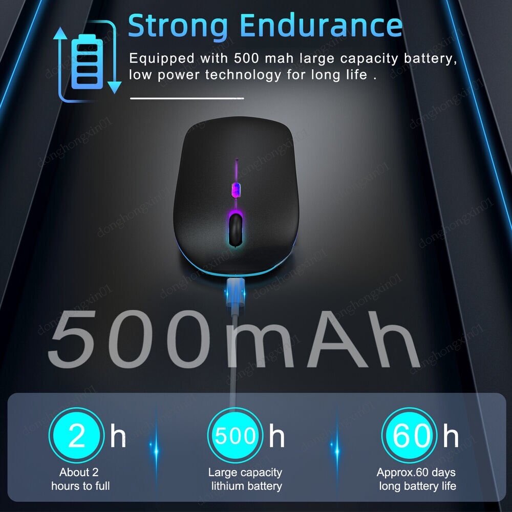 Wireless Mouse Bluetooth 2.4Ghz Receiver Optical Adjustable Wireless Mice Rechargeable for PC Laptop IPad