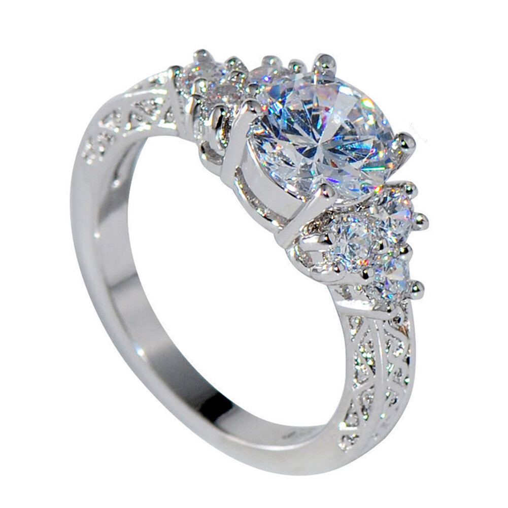 Talent Star Luxury Cubic Zirconia Inlaid Women Engagement Wedding Party Ring Jewelry Gift