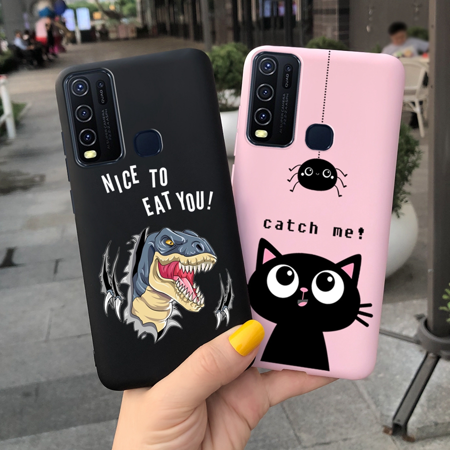 For VIVO Y30 Phone Case VIVO Y50 Y30 1935 1938 Cover Bags Printing Fashion Girl Cartoon Back Cover Bumper Painted