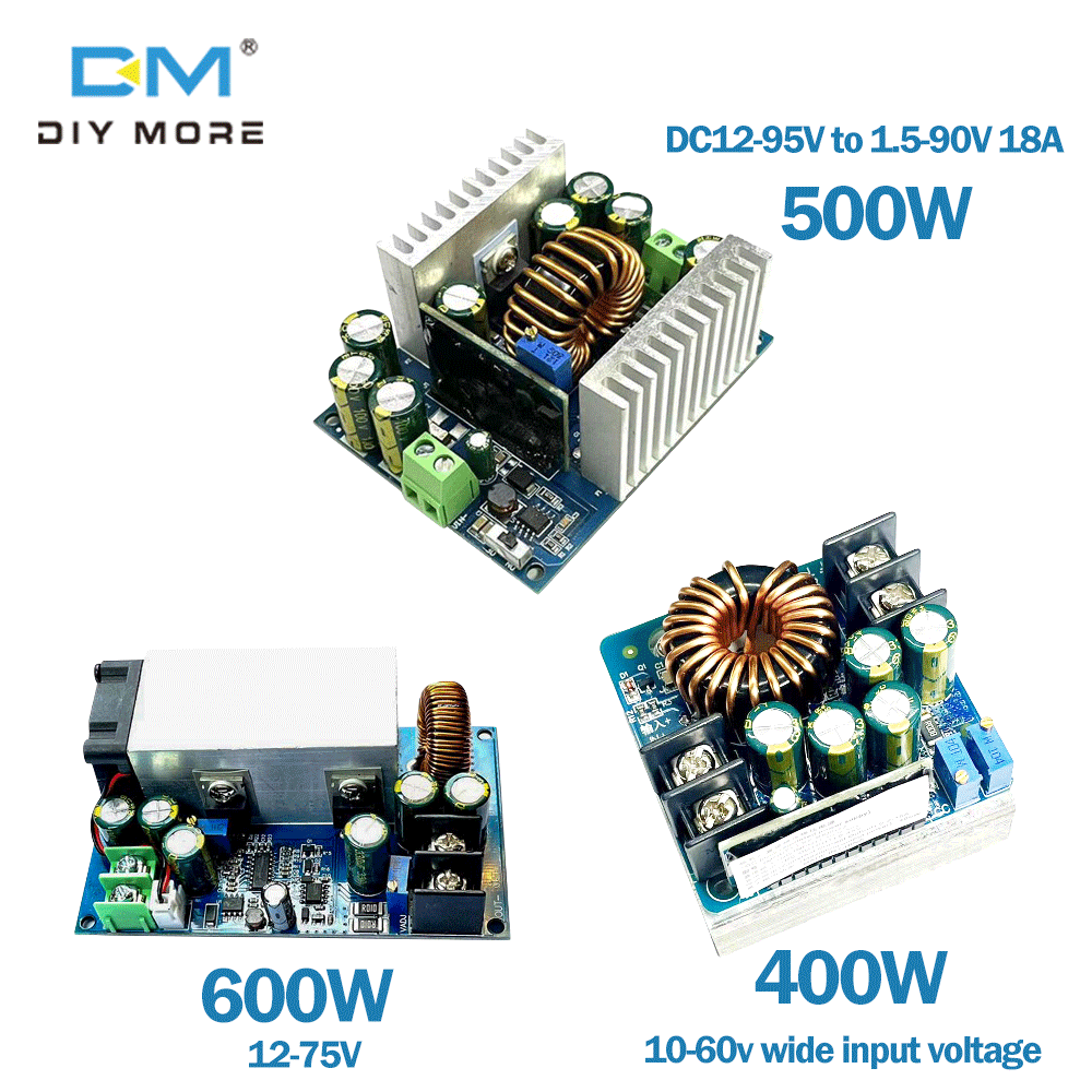 diymore 400W/500W/600W DC giảm tốc độ bước V Công suất cao có thể điều chỉnh mô-đun cung cấp điện áp không đổi Bộ sạc DC điện áp không đổi