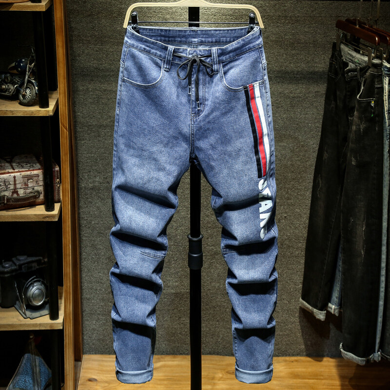 Men's large jeans three side printed large Harlan pants