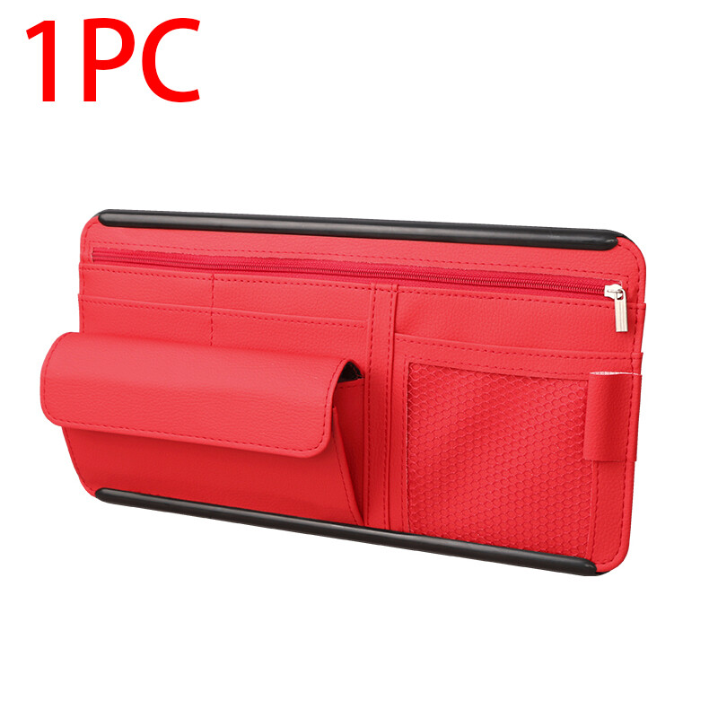 Car Storage Bag PU Leather Organizer Sunglasses Box Sun Visor Accessories