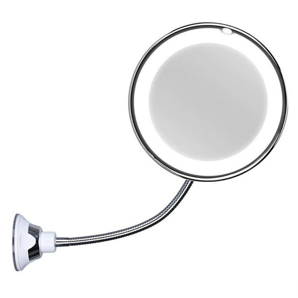 10x Magnification Mirror Magnifying Makeup Mirror LED Lighted Makeup Mirror Gooseneck Mirror Bathroom Magnifying Mirror Vanity Mirror With Lights Adjustable Makeup Mirror Portable Magnifying Mirror Wall-mounted Makeup Mirror 10x Magnification