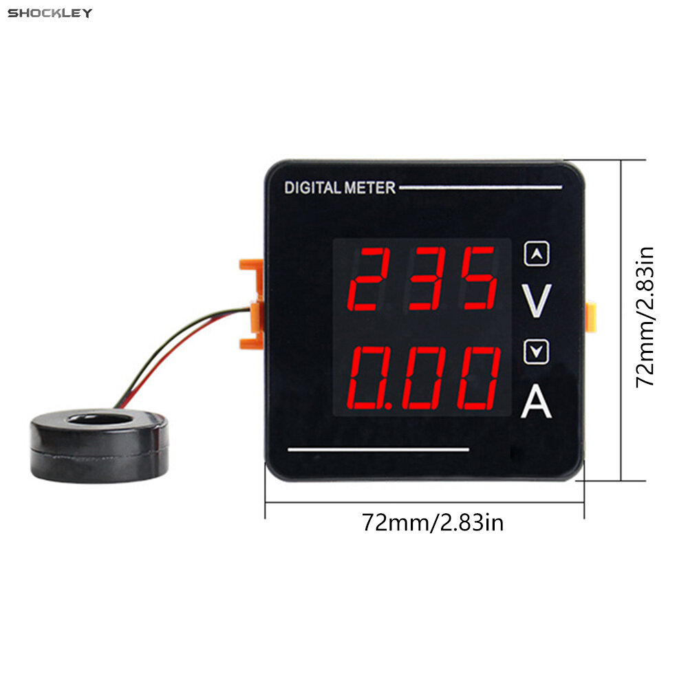 Shockley Volt Amp Meter AC 500V Digital Voltmeter Ammeter Panel LED Multimeter Voltage Amperage Tester Gauge with Current Transformer