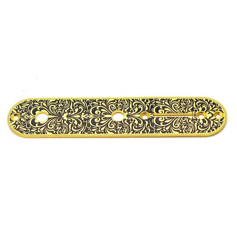 6 String Roller Saddle Bridge and Control Plate  for TL Electric Guitar with Carving Decorative Pattern Strings Through Bridge