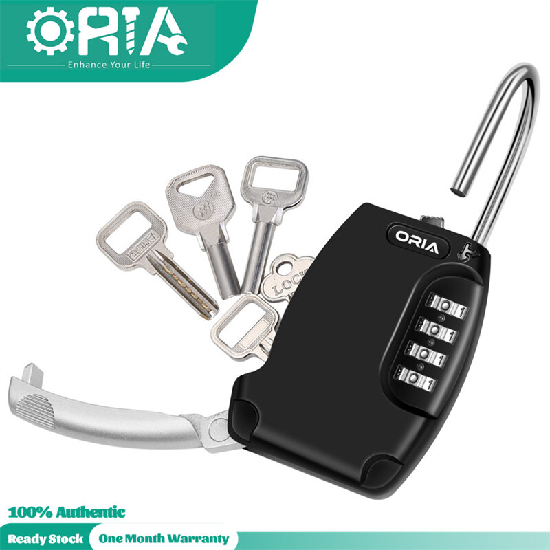 ORIA Key Storage Lock Box, Key Lock Box with 4 Digit, Key Safe Holds 5 Keys, Key Storage Combination Lock Box Wall Mount Perfect for Indoor and Outdoor 3.74inch