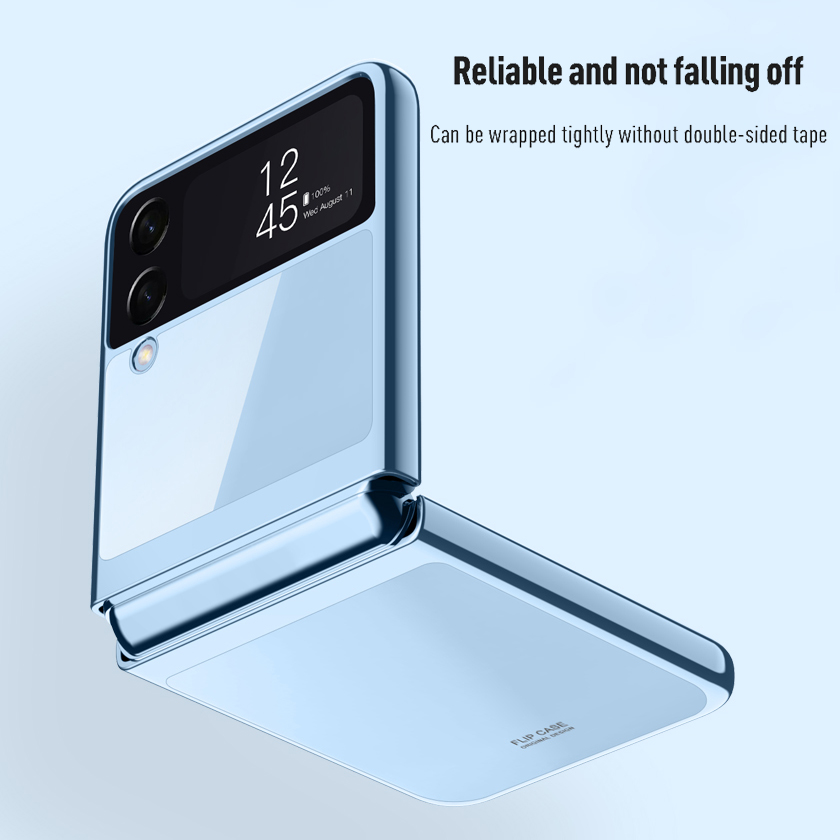 Lenuo Electroplating Frame Case For Samsung Galaxy Z Flip4 Transparent Back Cover Drop Shockproof Phone Case