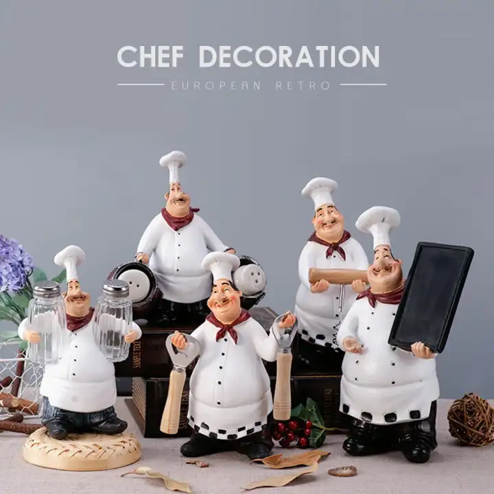 Rainrainbow Fat Italian Chef Figurines Resin Chef Kitchen Decor