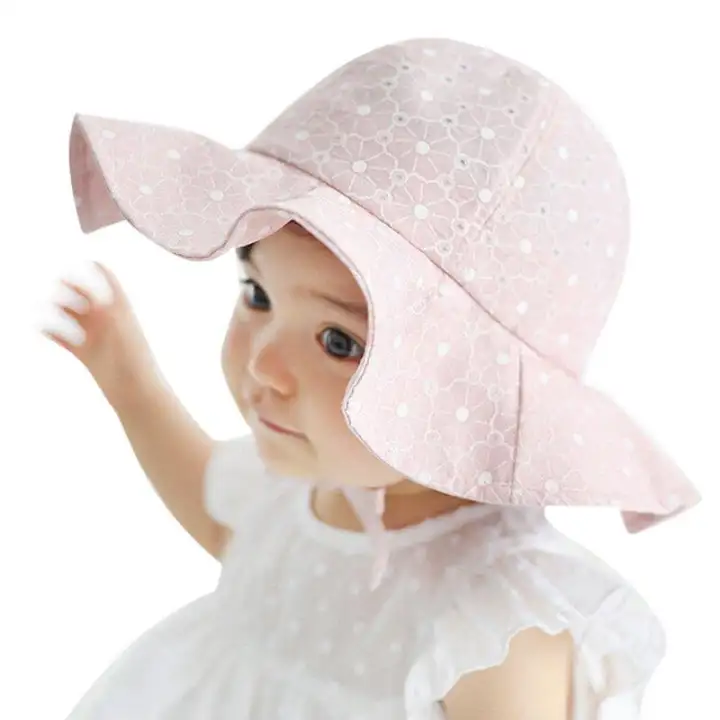 white infant bucket hat
