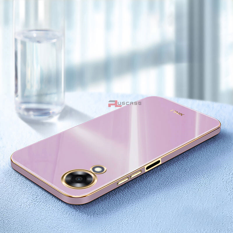 PlusCase for OPPO A17k 6D Plating Soft Case Lens Protector Square Frame Silicone Glossy Shockproof Phone Back Cover